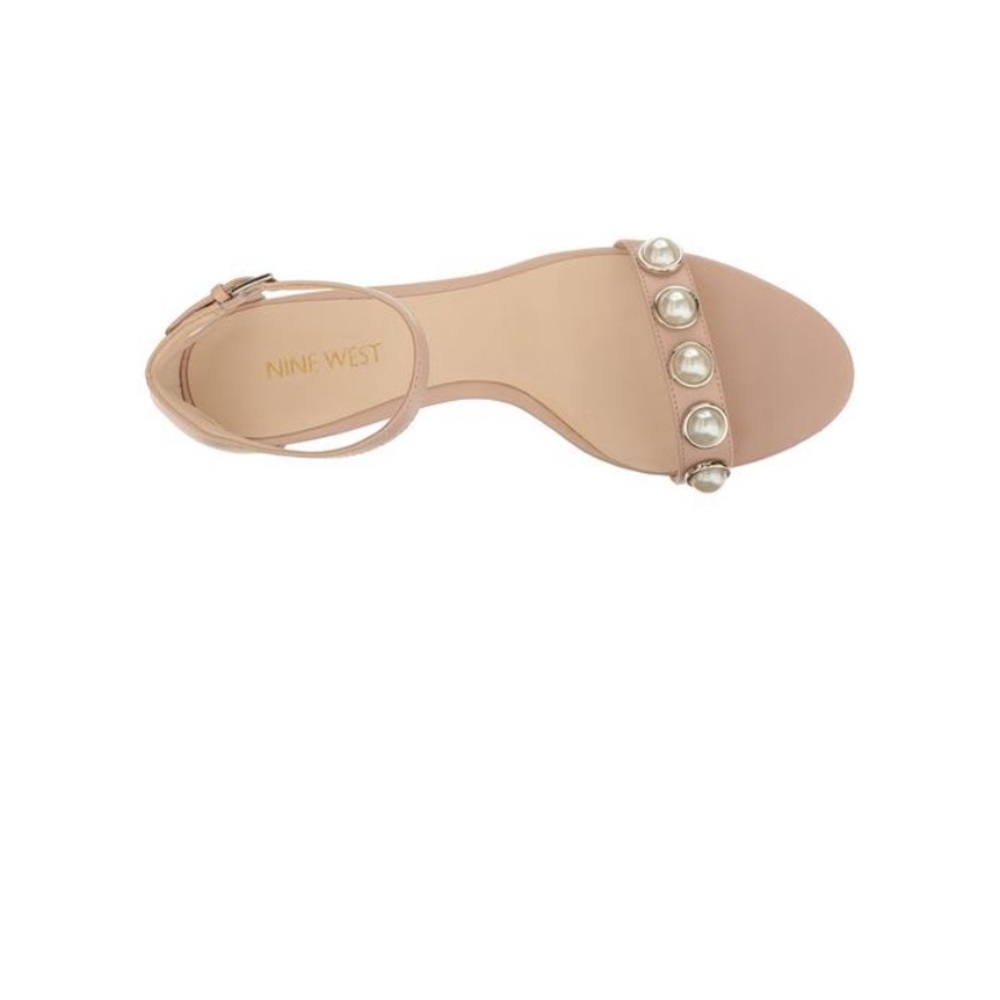Nine West Lipstick Leather Dress Sandal Natural 8M